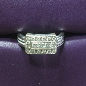 PHILIPPE CHARRIOL CLASSIC PAVE SET DIAMOND & 18K White Gold CABLE STYLE RING 6